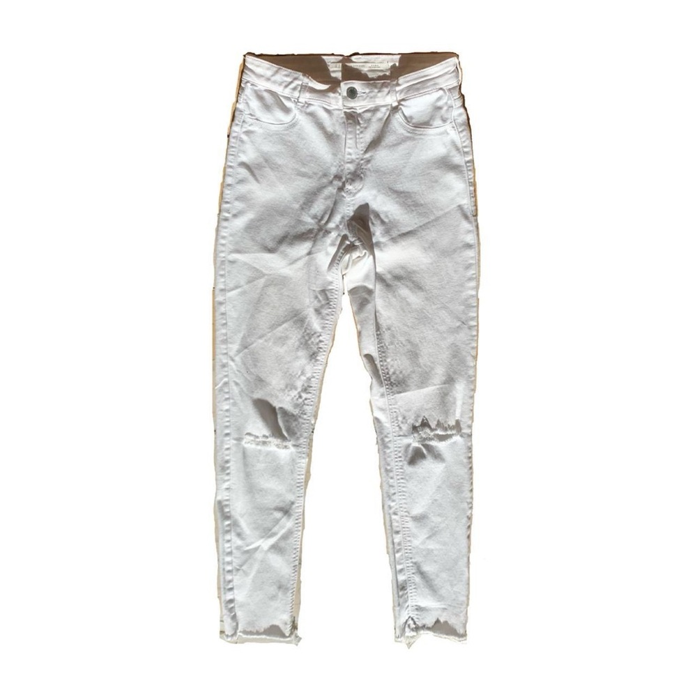 Skinny Ripped Frill Hem Sculpt Slim Elastic Pants👖 (￣Д￣)